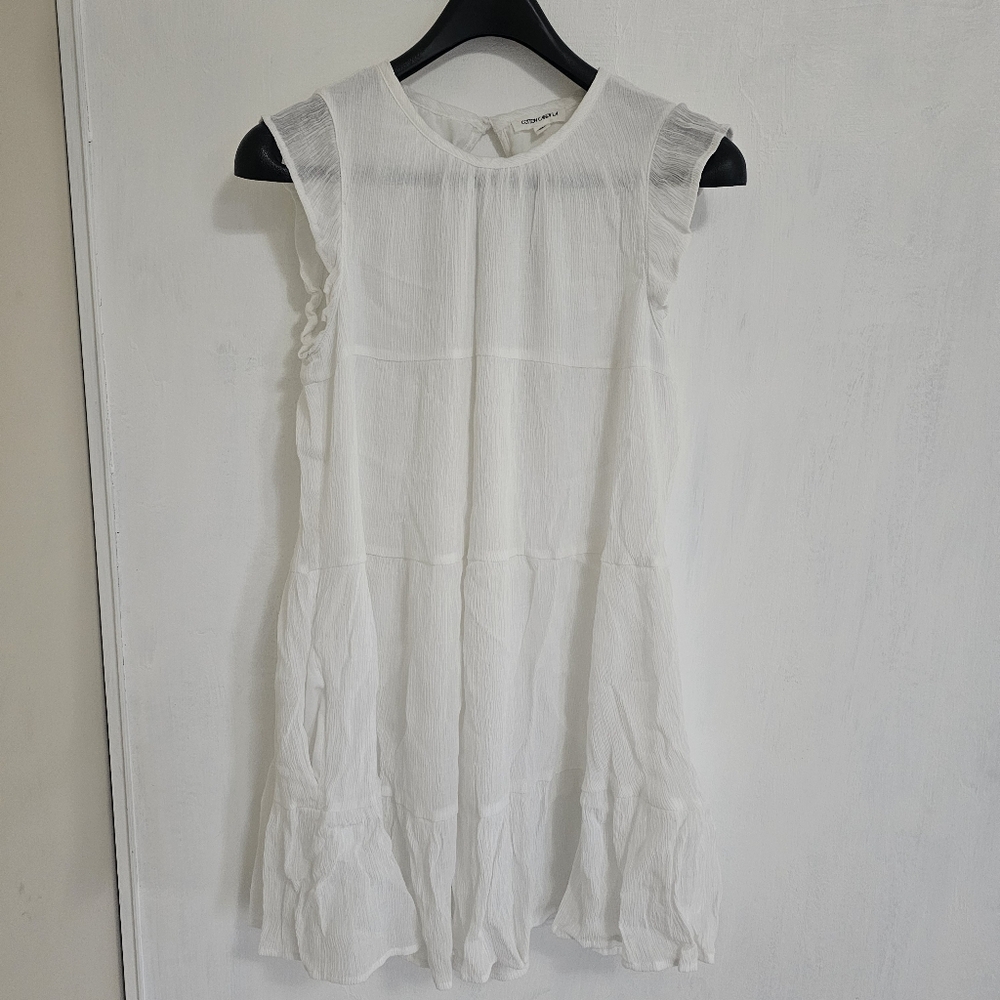 💥💥SUMMER💥💥 Cotton Candy White Sleeveless Mini Dress, Sz S